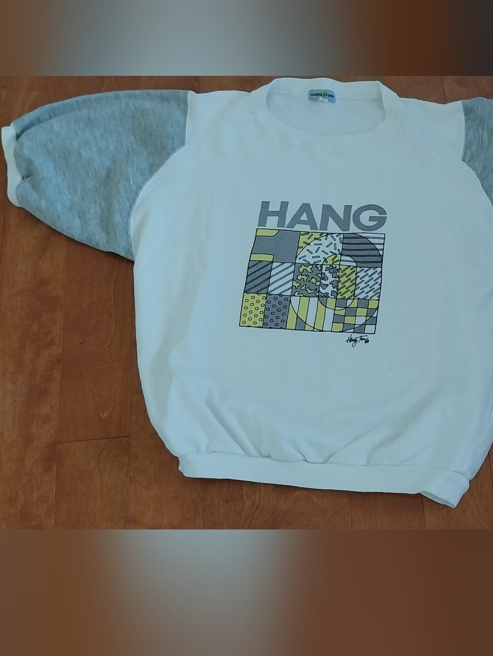 Graphic Pullover Sweatshirt in White and Gray